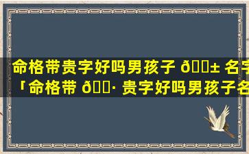 命格带贵字好吗男孩子 🐱 名字「命格带 🕷 贵字好吗男孩子名字叫什么」